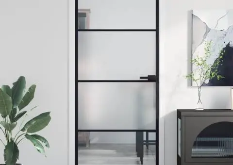 Ușă de interior negru 83x201,5 cm sticlă securiz./aluminiu slim - 1/5