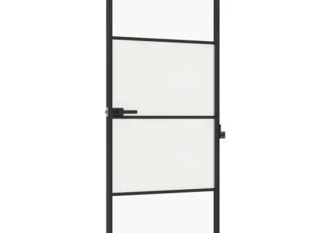 Ușă de interior negru 83x201,5 cm sticlă securiz./aluminiu slim - 2/5
