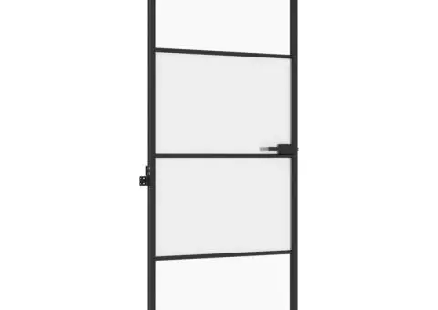 Ușă de interior negru 83x201,5 cm sticlă securiz./aluminiu slim - 5/5