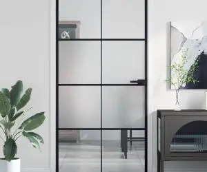 vidaXL Ușă interior negru 102,5x201,5 cm sticlă securiz./aluminiu slim