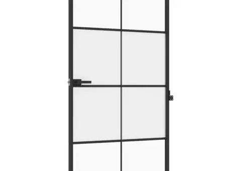 Ușă interior negru 102,5x201,5 cm sticlă securiz./aluminiu slim - 2/5