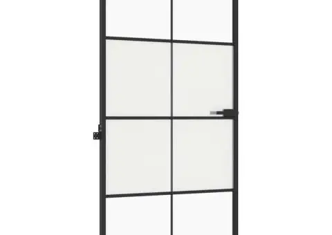 Ușă interior negru 102,5x201,5 cm sticlă securiz./aluminiu slim - 5/5