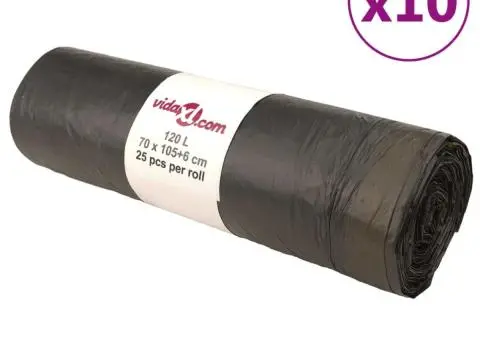 Saci de gunoi cu șnururi 250 buc. negru 120 L - 1/5