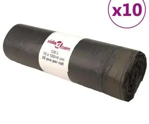 vidaXL Saci de gunoi cu șnururi 250 buc. negru 120 L