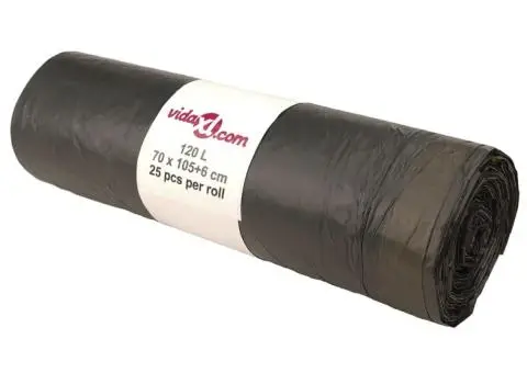 Saci de gunoi cu șnururi 250 buc. negru 120 L - 2/5