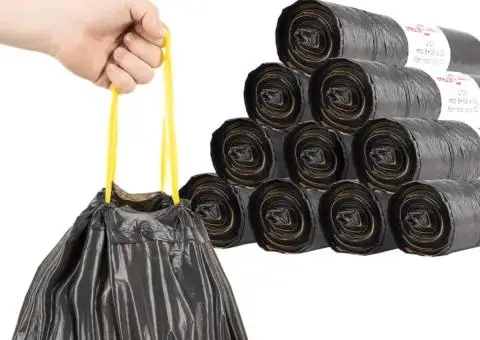 Saci de gunoi cu șnururi 250 buc. negru 120 L - 3/5