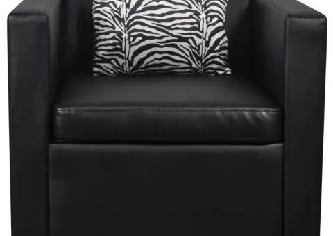 Fotoliu, negru, piele ecologică - 3/5