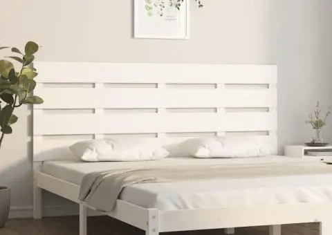 Tăblie de pat, alb, 150x3x80 cm, lemn masiv de pin - 1/5