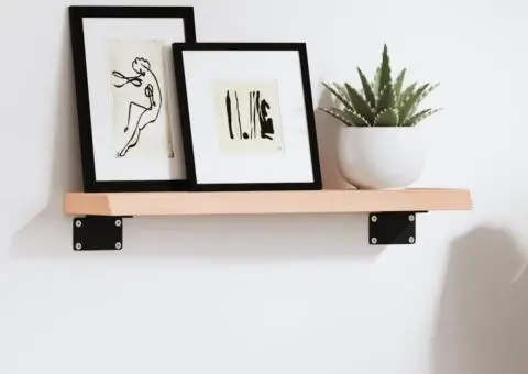 Poliță de perete, 40x10x2 cm, lemn masiv de stejar netratat - 1/5