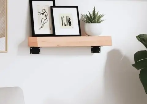 Poliță de perete, 40x10x6 cm, lemn masiv de stejar netratat - 3/5