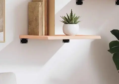 Poliță de perete, 40x40x2 cm, lemn masiv de stejar netratat - 3/5