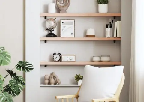 Poliță de perete, 80x10x4 cm, lemn masiv de stejar netratat - 3/5