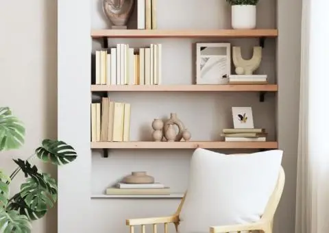 Poliță de perete, 80x20x4 cm, lemn masiv de stejar netratat - 3/5