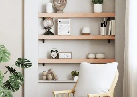 Poliță de perete, 100x10x6 cm, lemn masiv de stejar netratat - 3/5