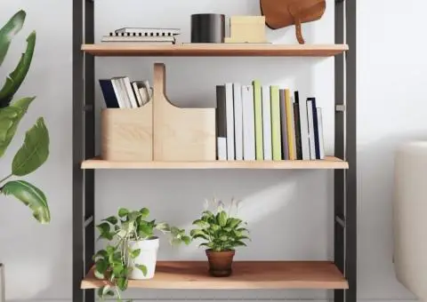 Poliță de perete, 100x40x2 cm, lemn masiv de stejar netratat - 3/5