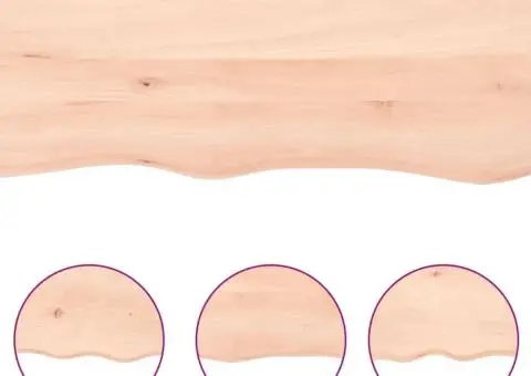 Blat masă 60x50x2 cm lemn masiv stejar netratat contur organic - 5/5