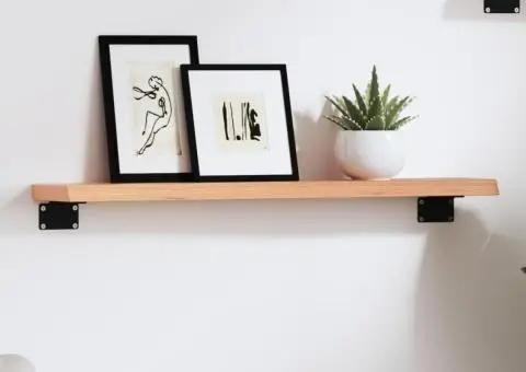 Poliță perete maro deschis 60x10x2 cm lemn masiv stejar tratat - 1/5