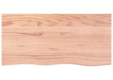 Poliță perete maro deschis 100x50x2 cm lemn masiv stejar tratat - 3/5