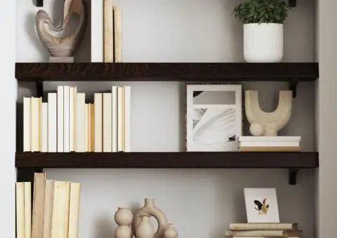 Raft de perete maro închis 80x20x6 cm lemn masiv stejar tratat - 1/5