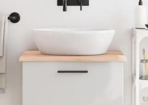 Blat de baie, 60x60x2 cm, lemn masiv netratat - 1/5