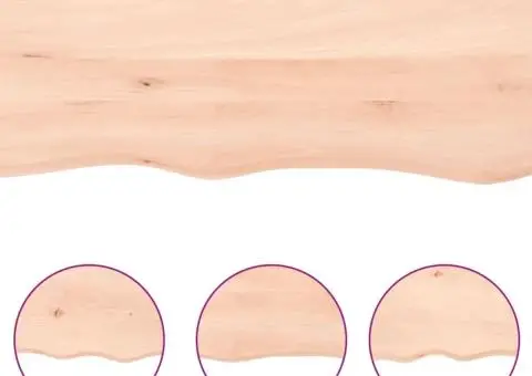 Blat de baie, 80x50x2 cm, lemn masiv netratat - 4/5