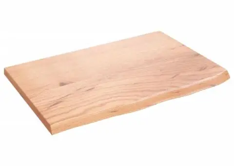 Blat de masă maro deschis 60x40x2 cm, lemn masiv stejar tratat - 2/5