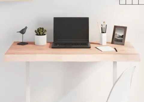 Blat masă 100x60x2 cm lemn masiv stejar netratat contur organic - 1/5