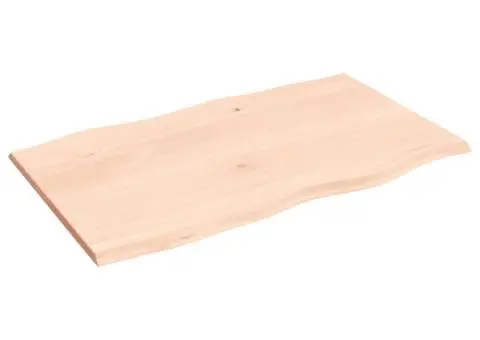 Blat masă 100x60x2 cm lemn masiv stejar netratat contur organic - 4/5