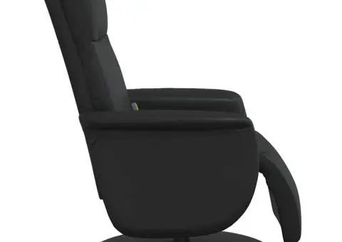 Fotoliu de masaj rabatabil, cu taburet, negru, piele ecologică - 5/5