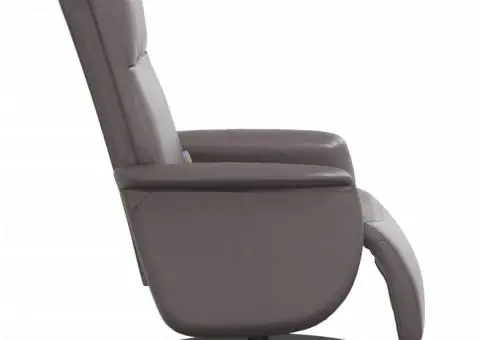 Fotoliu de masaj rabatabil, cu taburet, gri, piele ecologică - 4/5