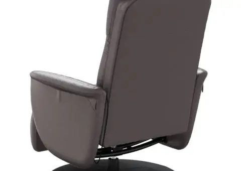 Fotoliu de masaj rabatabil, cu taburet, gri, piele ecologică - 5/5