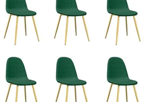 Scaune de bucătărie, 6 buc., verde închis, catifea - 2/5