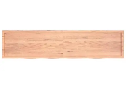 Raft de perete maro deschis 220x50x(2-4) cm lemn stejar tratat - 2/5