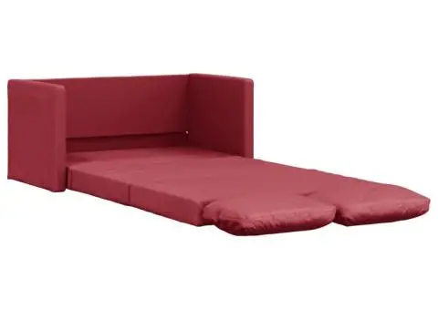 Canapea extensibilă 2 în 1, roșu vin, 112x174x55 cm piele eco - 2/5