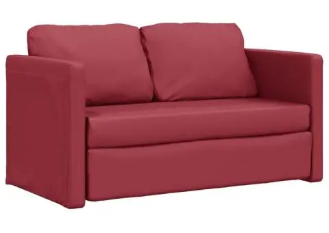Canapea extensibilă 2 în 1, roșu vin, 112x174x55 cm piele eco - 4/5