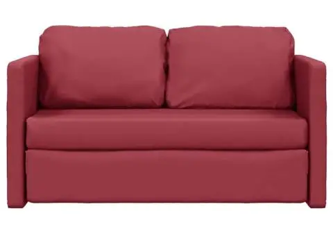 Canapea extensibilă 2 în 1, roșu vin, 112x174x55 cm piele eco - 5/5