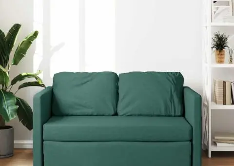 Canapea extensibilă 2 în 1, verde închis, 112x174x55 cm, textil - 3/5