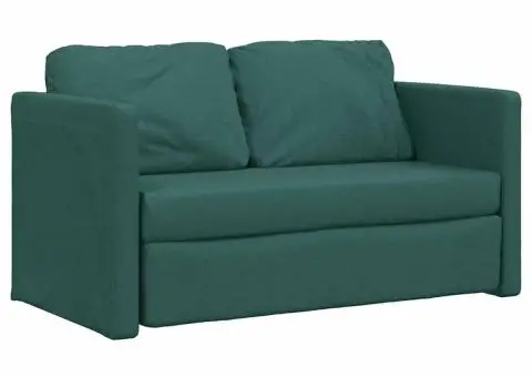 Canapea extensibilă 2 în 1, verde închis, 112x174x55 cm, textil - 4/5