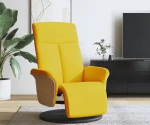 vidaXL Fotoliu rabatabil cu suport de picioare, galben deschis, textil