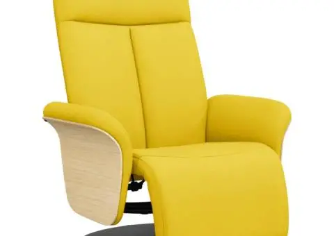 Fotoliu rabatabil cu suport de picioare, galben deschis, textil - 2/5