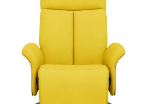 Fotoliu rabatabil cu suport de picioare, galben deschis, textil - 3/5