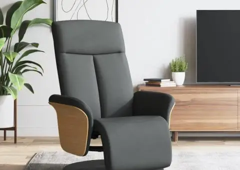 Fotoliu rabatabil cu suport de picioare, gri închis, textil - 1/5