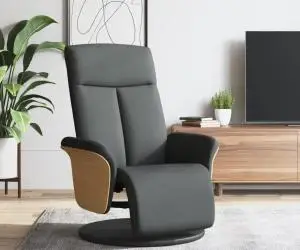 vidaXL Fotoliu rabatabil cu suport de picioare, gri închis, textil