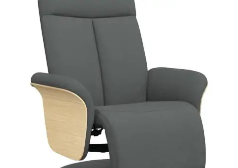 Fotoliu rabatabil cu suport de picioare, gri închis, textil - 2/5