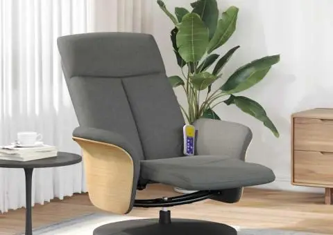 Fotoliu masaj rabatabil cu suport picioare, gri închis, textil - 1/5