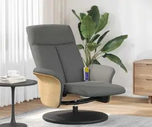 vidaXL Fotoliu masaj rabatabil cu suport picioare, gri închis, textil
