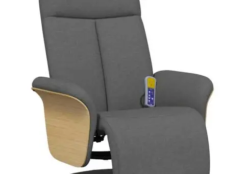 Fotoliu masaj rabatabil cu suport picioare, gri închis, textil - 2/5