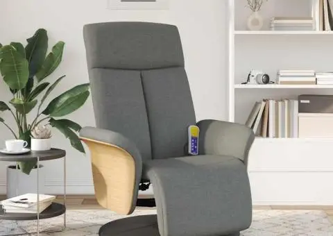 Fotoliu masaj rabatabil cu suport picioare, gri închis, textil - 3/5