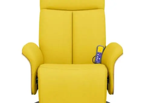 Fotoliu masaj rabatabil, suport picioare, galben deschis textil - 3/5
