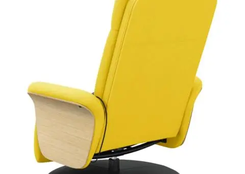 Fotoliu masaj rabatabil, suport picioare, galben deschis textil - 5/5